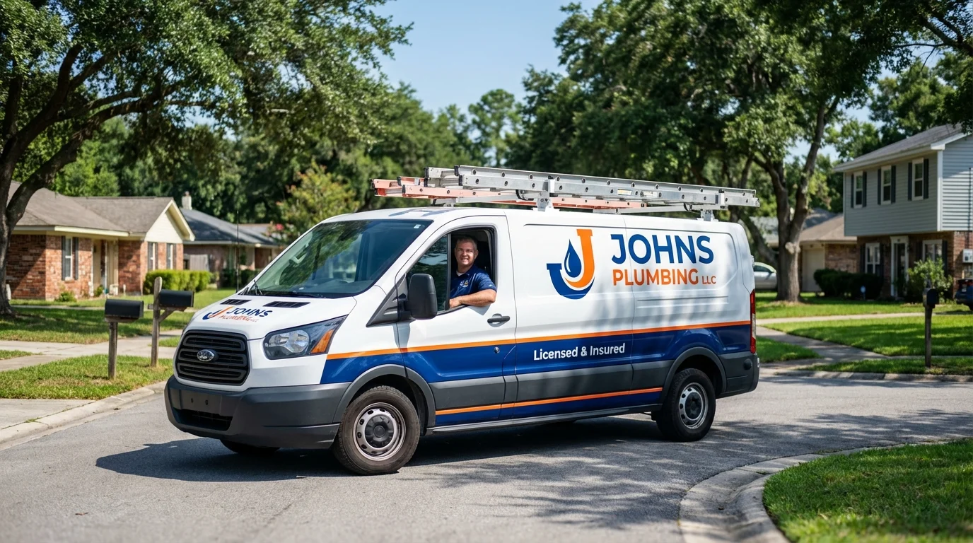 Johns Plumbing LLC service van in Scarsdale, NY