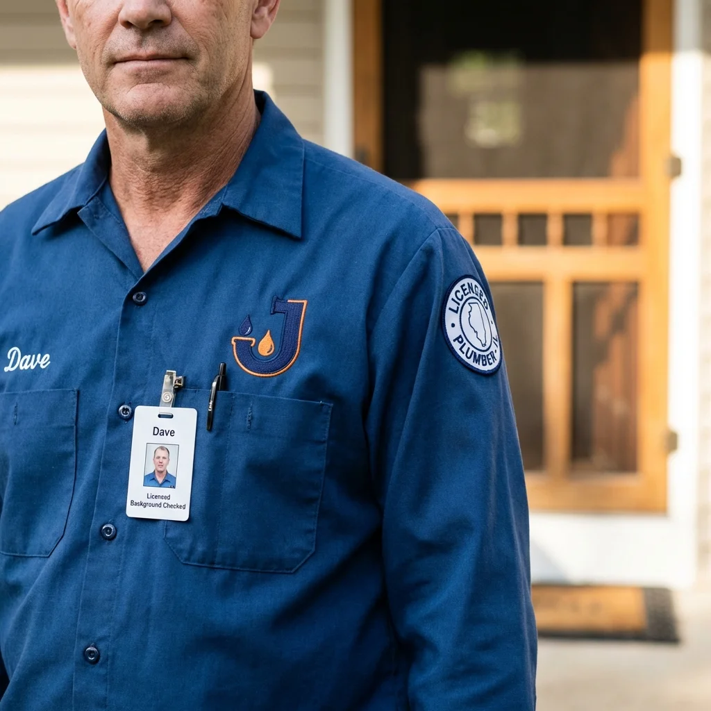 Licensed plumber showing ID badge in Scarsdale, NY