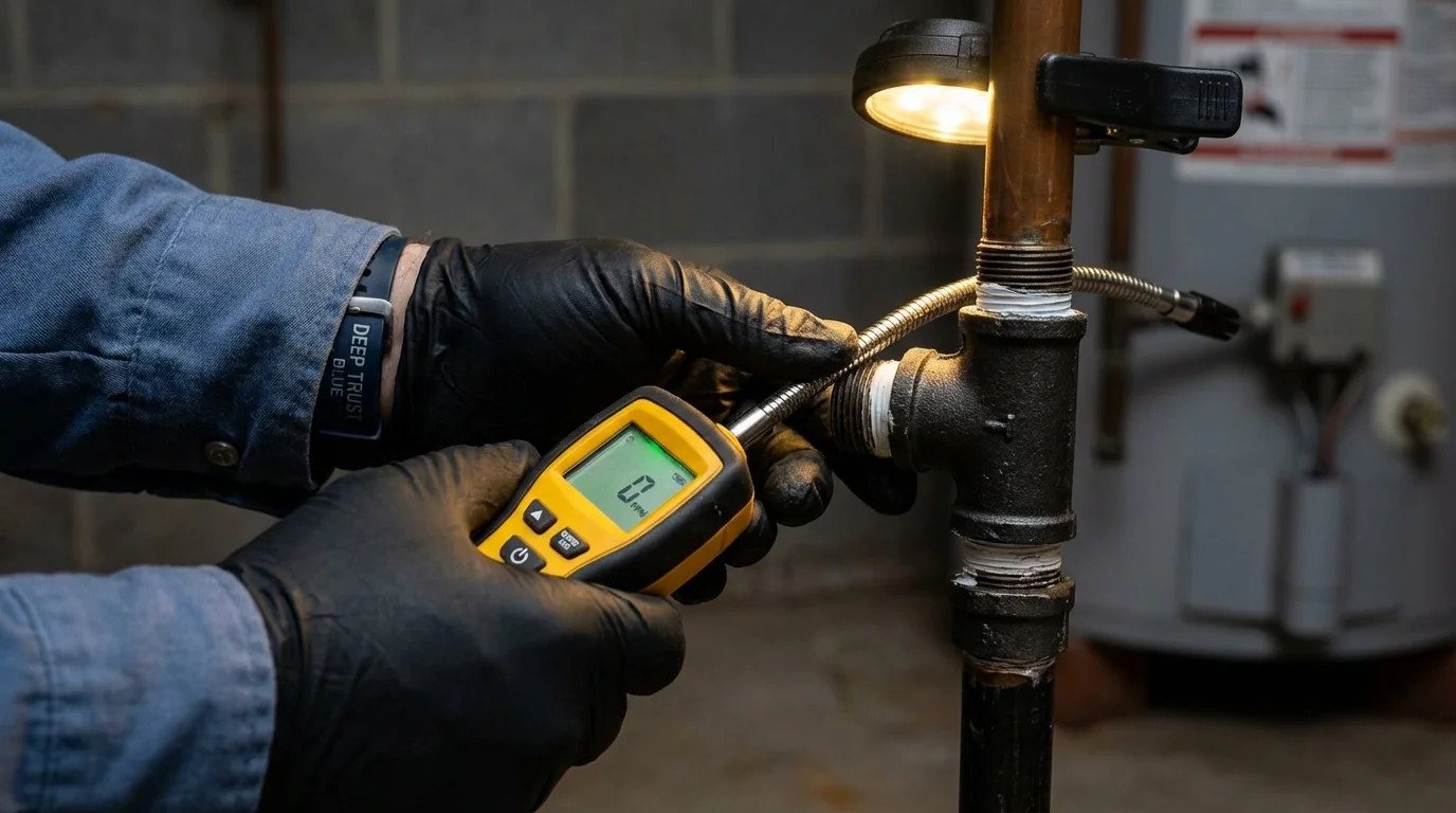 Gas leak detection with electronic sniffer by Johns Plumbing LLC in Scarsdale