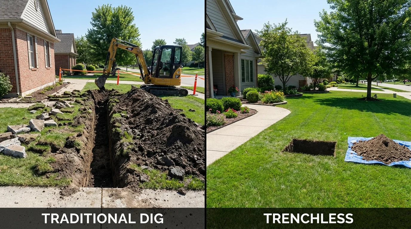 Trenchless sewer repair with minimal yard damage versus traditional excavation in Scarsdale, NY